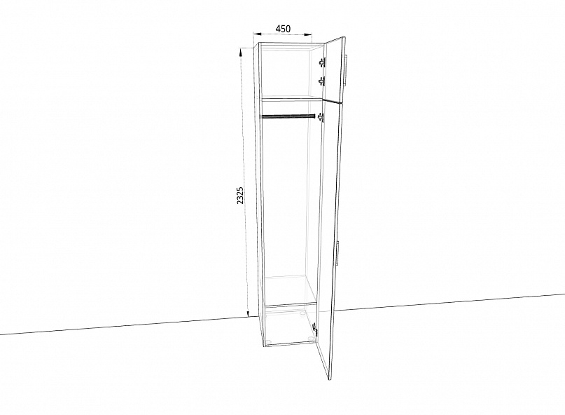 Шкаф 450х500х2325мм с зеркалом (Ш4319З) Белый /  Жемчуг